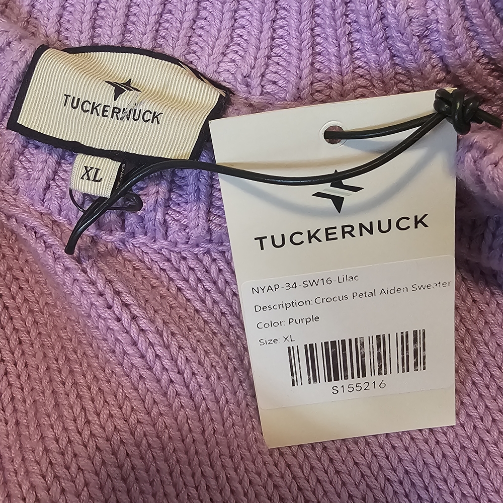 Tuckernuck Aiden Cropped Purple Sweater - Women's Size XL - Preppy Cozy NWT - Picture 10 of 11